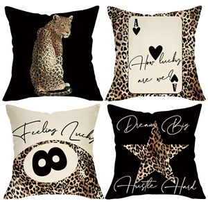 Funda de almohada estilo Black Cheetah Academy, elegante diseño de bola de la suerte con estampado de leopardo, adecuada para dormitorios de niñas - Product Image 1