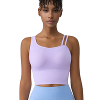 Soutien-gorge de yoga sans manches à bretelles croisées au dos, haute élasticité, rembourré, respirant, antichoc, maintien moyen, pour adultes, taille XL