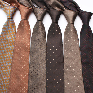 2023 nueva serie marrón tipo flor a rayas <span class=keywords><strong>corbata</strong></span> personalizada hombres Retro negocios moda poliéster seda mano cuello corbatas - Product Image 4