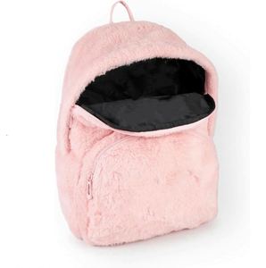 Ladies Fluffy <b>Backpack</b> Womens Classic <b>Patch</b> Logo Teddy Bear Fur Fleece Rucksack <b>Backpack</b> - Product Image 2