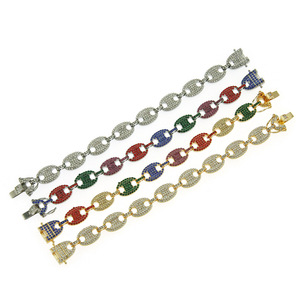 Yiwu Daicy mode hip hop <span class=keywords><strong>grain</strong></span> <span class=keywords><strong>de</strong></span> <span class=keywords><strong>café</strong></span> <span class=keywords><strong>bracelet</strong></span> alliage avec incrusté <span class=keywords><strong>de</strong></span> diamants coloré cochon nez chaîne <span class=keywords><strong>bracelet</strong></span> - Product Image 3