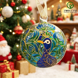 <span class=keywords><strong>Boule</strong></span> <span class=keywords><strong>de</strong></span> Noël en verre cloisonné peinte à la main avec motif <span class=keywords><strong>paon</strong></span>, décoration <span class=keywords><strong>de</strong></span> Noël, <span class=keywords><strong>boule</strong></span> en verre peinte - Product Image 3