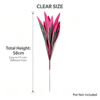 Vente en gros usine : Dracaena artificielle en plastique 58 cm, feuilles effet film rose et vert, tige en fer, pour décoration intérieure et événements (sans pot)