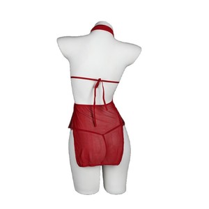 Sexy Cheongsam Style Lingerie <b>Red</b> Sheer Lace <b>Bodysuit</b> Women's Costume - Product Image 4