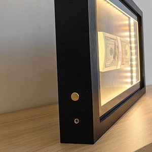 Boîte de présentation noire pour dollars américains 8.5x11 ''8x8'' 10x10 ''Cadre <span class=keywords><strong>photo</strong></span> en verre format A4 Boîte d'ombre pour billets de <span class=keywords><strong>dollar</strong></span> avec lumière - Product Image 5