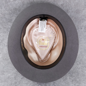 LIHUA al por mayor gris personalizado lana <span class=keywords><strong>sombrero</strong></span> sombreros de ala corta - Product Image 2