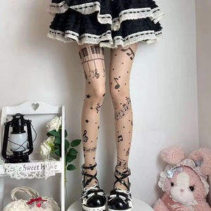 Sweet Note Pantyhose Sheer 0D Musical Print Tights For Lolita Fashion Four Seasons Wear - Product Image 1
