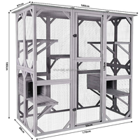 SDCH011 Maison d'arbre pour chat d'extérieur de luxe, enclos en bois pour plusieurs chats, toit en bâche, cage à accès facile, mobilier pour animaux de compagnie