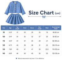 Ensemble Veste en Tweed et Jupe Plissée pour Filles 2026 – Manteau Bleu en Polyester à Manches Longues – Tenue Élégante pour Enfants pour Fêtes et École – Vente en Gros