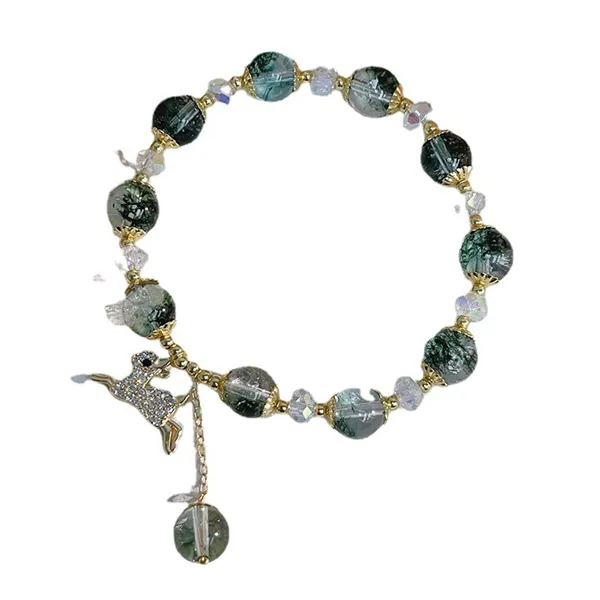 Bracelet de mode vert forêt cerf pendentif Bracelets pendentif femme cordon main femmes chaînes de bijoux à la main