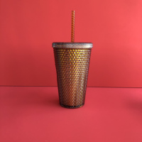 Gobelet à café en plastique imprimé personnalisé, thé à bulles réutilisable, jus plastique froid, acrylique, tasse pour boisson, avec couvercle et paille, ml