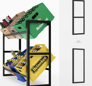 2 단 프리 스탠딩 스틸 음료 상자 랙 롤러 및 병따개 물 및 맥주병 보관 랙 식료품 저장실 음료 보관 - Product Image 4