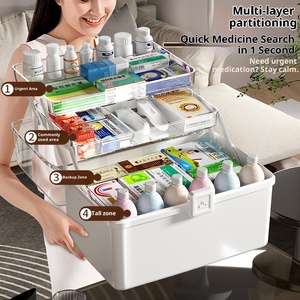 קישוט הבית קיבולת גדולה pp פלסטיק בר קיימא מבריק המשפחה רפואה תיבת שכבת גלולת אחסון לשימוש משפחתי yn01 - Product Image 1