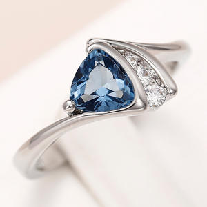 Anello di fidanzamento da donna F1798 in argento con diamante naturale taglio a pera e pietra blu per gioielli da matrimonio - Product Image 4