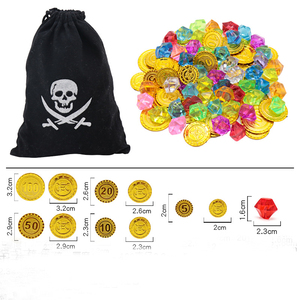 Gioielli di gemme pirata Play Set Pack per feste decorazione di Halloween oggetti per giochi da tavolo accessori per monete giocattolo di plastica pirata - Product Image 6