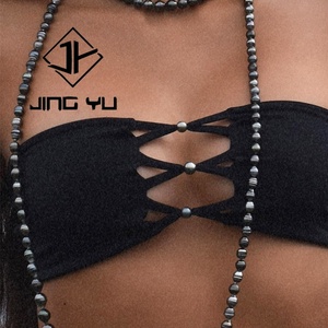 Maillot de bain bandeau noir ajouré de luxe personnalisé, faible MOQ, en polyester recyclé, OEM - Product Image 6