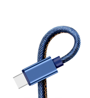 Câble USB Type-C à charge rapide PD haute vitesse, en denim, certifié CE RoHS, conducteur en cuivre pur pour appareils Android et iOS