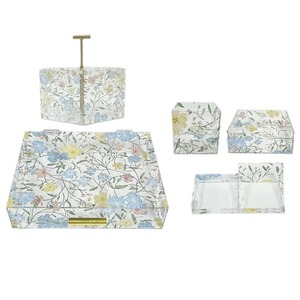 Acrylic Storage Box Set 4 In 1 Cosmetic Organizer With Floral Pattern Desktop <b>Makeup</b> Storage For Dressing <b>Table</b> - Product Image 3
