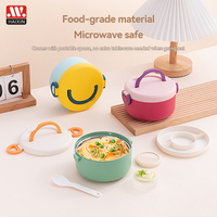 Boîte à lunch en plastique de qualité alimentaire pour la maison, la cuisine, les enfants, avec couvercle verrouillable, pour adultes, bureau, à emporter, 0,8 L, 2 couches, ronde