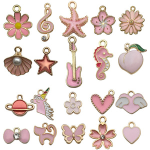 Abalorios de aleación rosa, 20 estilos mixtos, serie de flores margaritas, para accesorios de joyería DIY, colgantes de moda para mujer - Product Image 5
