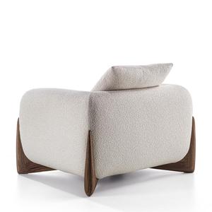 Modern Minimalist Style Hotel Villa Living Room Lounge Armchair Solid Wood Base Comfortable Upholstered Single Sofa - Product Image 5