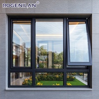 Fenêtre à auvent extérieure Rogenilan, insonorisée, double vitrage Low-E, en aluminium, sur mesure, avec stores