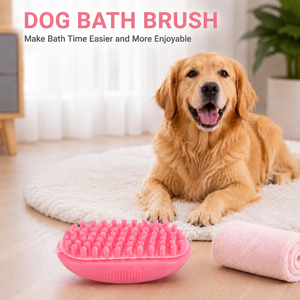 Brosse de toilettage pour <span class=keywords><strong>chien</strong></span> en silicone avec distributeur de shampoing, peigne de massage, outil de nettoyage pour l'élimination des poils d'animaux, éponge douce en caoutchouc - Product Image 1