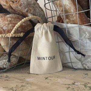 Biodegradable Minimalist Cotton <b>Drawstring</b> Bag Fashion Trendy Canvas <b>Pouch</b> Bag Eco-Friendly Dust Small <b>Pouch</b> - Product Image 6
