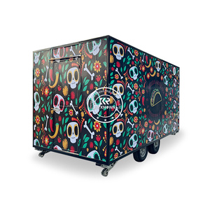 2025 camion de nourriture Vintage à vendre barbecue fruits fleur camion de nourriture cuisine Mobile Hotdog barbecue remorques de nourriture - Product Image 5