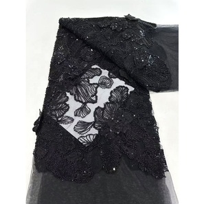 Tela de Encaje Africana con Cuentas, Tul Bordado de Alta Calidad, Hermosas <span class=keywords><strong>Lentejuelas</strong></span> Bordadas para <span class=keywords><strong>Vestido</strong></span> de Fiesta Asoebi - Product Image 5