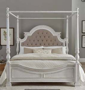 Pháp phong cách cổ trắng soild khung gỗ cao beadboard bọc giường nhà - Product Image 1
