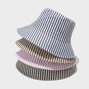 Summer Sun <b>Hat</b> Artistic Striped Flash Diamond Design Wide Brimmed Fisherman Bucket <b>Hat</b> - Product Image 1