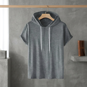<b>Mens</b> Solid Hooded <b>Half</b> <b>Zip</b> 3D Embroidery Quick Dry Gym Workout Hoodie Slim Fit Air-layer Customizable - Product Image 2