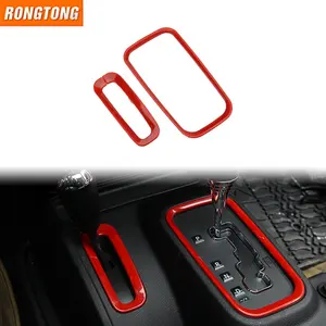 Stiker Penutup Dekorasi Konsol, Serat Karbon, Aksesoris Interior ABS Pusat Gigi Dekorasi Stiker untuk Jeep Wrangler JK 2011-2017