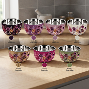 Floral Stainless Steel Serving Bowl Decorative Dinner Bowl for Home Hotel Restaurant Party Dining - Product Image 6