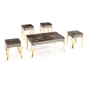 Basak Modern Antique Coffee <b>Table</b> Set 4+1 Faux Marble Metal <b>Nesting</b> Living Room Furniture Turkey - Product Image 3