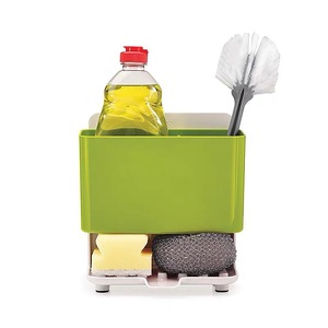 DS1467 Kitchen Counter Sink Draining Rack Organizer Double Layer Plastic Sponge Holder with Drain Tray Kitchen Sink Caddy