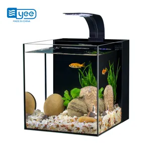 YEE Back Filtration Fish Tank Size 30 To 100 Gallon Rectangle Ultra White Glass Ecological Small Aquarium Fish Tank with Lamp