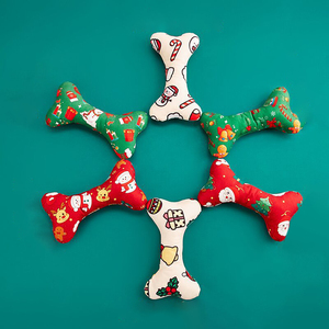 Jouets pour animaux de compagnie en coton double dentition pour le nettoyage des dents, jouets de Noël pour chiens, jouets sonores en forme d'os pour chiens, fournis par l'usine NiBao - Product Image 4