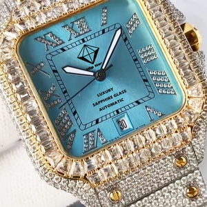 Liquidation Vente Hip Hop Iced Out Montre <span class=keywords><strong>Luxe</strong></span> Top Moissanite Verre Saphir Montre Mécanique pour Hommes - Product Image 5