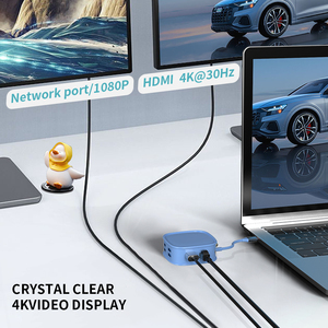 USB C <span class=keywords><strong>HUB</strong></span> 10 trong 1 loại C <span class=keywords><strong>HUB</strong></span> Màu Xanh Loại-C để PD 100W USB3.0 USB2.0 * 3 HD-MI SD TF RJ45 100m USB-C2.0 - Product Image 4