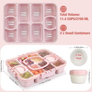Snackle hộp <span class=keywords><strong>container</strong></span> lớn 10-ngăn chia phục vụ khay với nắp và xử lý được xây dựng trong 2 Dip <span class=keywords><strong>container</strong></span> máy rửa chén an toàn - Product Image 2