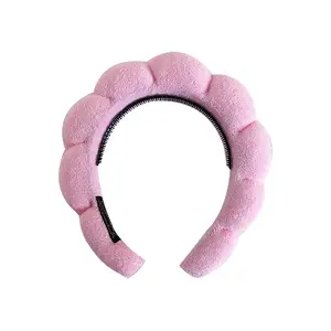 Biểu Tượng Tùy Chỉnh Dễ Thương Non-Slip Trang Điểm Puffy Miếng Bọt Biển Spa Headbands Terry Khăn Vải Trang Điểm Spa Tóc Ban Nhạc Cho Chăm Sóc Da