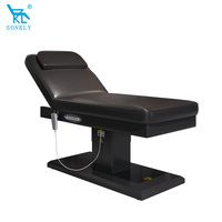 SONKLY Lit d'esthétique facial en cuir souple et respirant noir pour salons de beauté, chaise de spa, lit électrique pour épilation