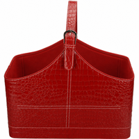 Panier-cadeau en cuir, panier à vin en PU rouge gaufré crocodile avec poignée, boîte-cadeau de Noël de luxe réutilisable, vente en gros d'usine