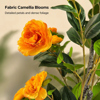 Bouquet de fleurs artificielles de camélia de 100 cm, plante en soie artificielle en pleine floraison pour la décoration de la maison, du salon ou d'un mariage