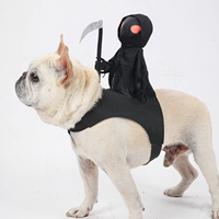Costume d'Halloween pour chien Grim Reaper, tenue amusante de chevalier squelette en polyéthylène pour petits et moyens chiens