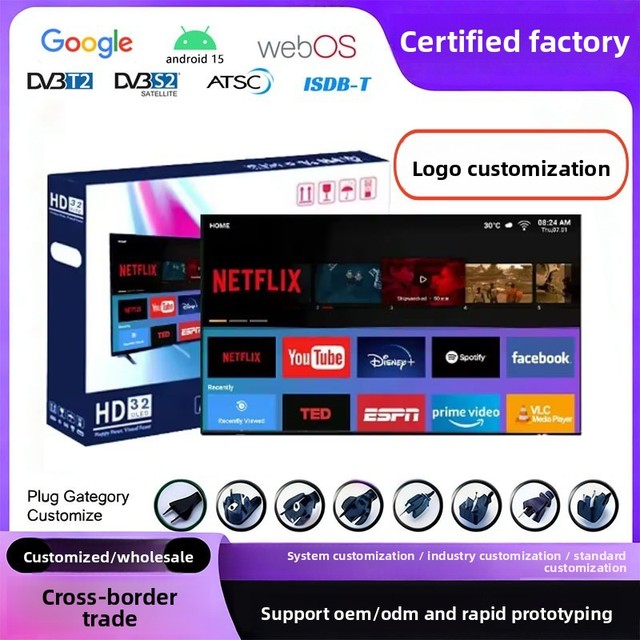 65inch Smart High-Definition LED TV Color Television Wall-Mounted Embedded Hotel Voice-Control Android Cross-Border Direct Sales
