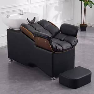 Fauteuil de lavage de cheveux professionnel avec bac en céramique, siège réglable et rembourré - Product Image 4