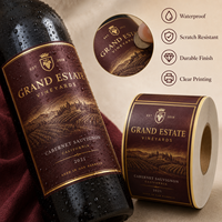 Etiquetas Personalizadas Premium para Botellas de Alcohol, Champán, Vino y Whisky, Pegatinas de Lámina Dorada Personalizadas para Embalaje de Lujo y Envoltura de Regalos